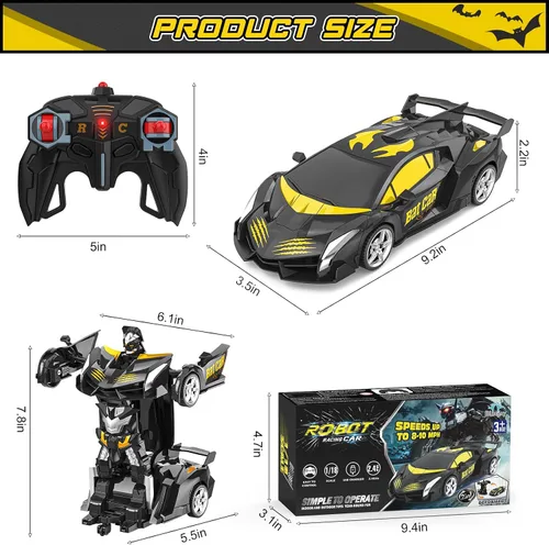 Vista 6 de BLUEJAY - Coches de control remoto transformables para niños de 3 a 12, 2.4 GHz Robot transformador a escala 1:18, deformación con un solo botón