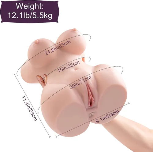 Vista 2 de Muñeca sexual de tamaño real para hombre, juguete vaginal con pechos realistas, anal, 12 libras, torso sexual realista de TPE masturbadores