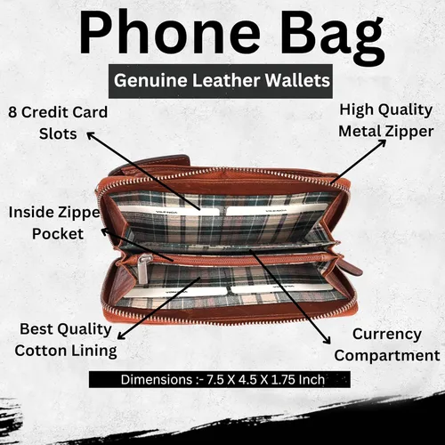 Vista 3 de Bolsos cruzados de cuero genuino pequeños para mujer monedero del teléfono celular, moda casual con correa ajustable
