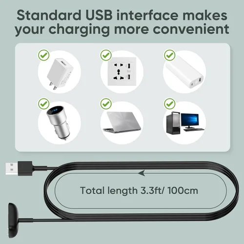 Vista 6 de Cable de carga para cargador de repuesto Fitbit Charge 6 (3.3 pies)