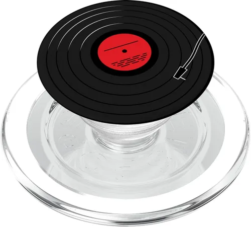 Vista 9 de Retro vinilo álbum reproductor de discos LP arte rojo diseño PopSockets estándar PopGrip