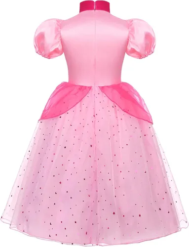 Vista 2 de Disfraz de melocotón para niñas, vestido de princesa de Super Brothers con corona para fiesta de Halloween
