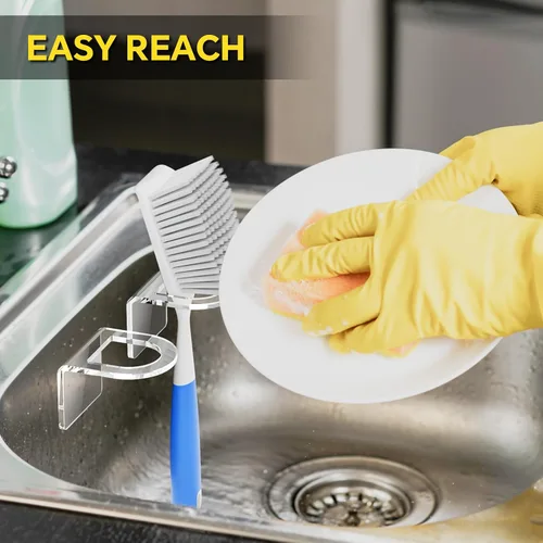 Vista 5 de NiHome 2 cepillos para fregadero de cocina de acrílico transparente, ajuste universal, compatible con todos los tipos de fregaderos