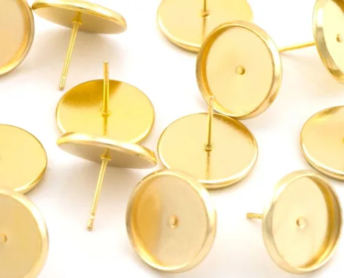 Vista 3 de Adabele - 20 piezas hipoalergénicas resistentes al deslustre, chapados en oro amarillo de 18 quilates, bandeja de bisel para aretes redondos