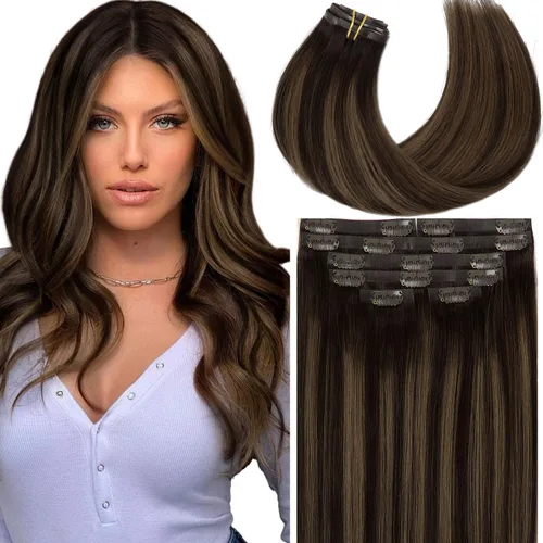 Vista 24 de Lacer Extensiones de cabello humano Remy sin costuras, color negro #1, ultra fino, doble trama de poliuretano, invisible, 7 unidades, 4.33 oz