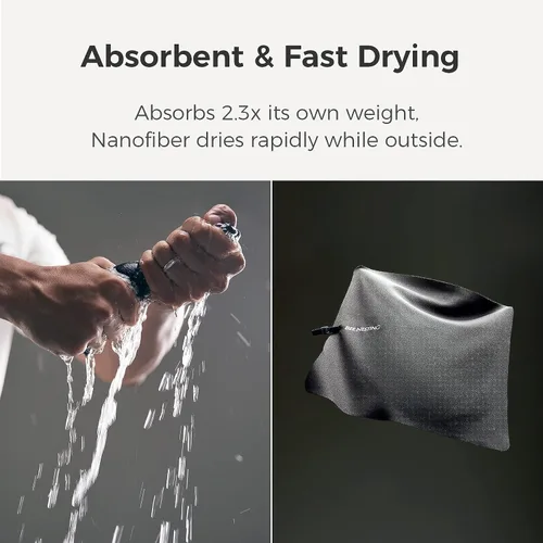 Vista 4 de Bee Nesting Toalla ultraligera de secado rápido – Paquete de 2 toallas de microfibra medianas y pequeñas con bolsillo compacto plegable para viajes
