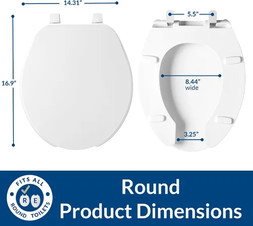 Vista 4 de BEMIS 75 Commercial Open Front Plastic Toilet Seat, Heavy Duty Industrial Seat with Lid, Round, White