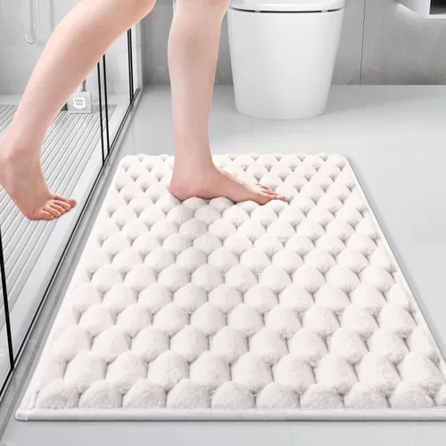 Vista 7 de Anybar Tapete de baño y tapete de baño de 16 x 24 pulgadas, tapete de ducha de franela de felpa antideslizante y absorbente, tapetes de baño suaves
