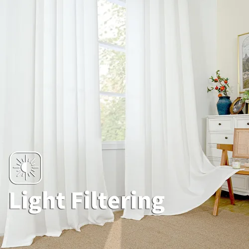 Vista 197 de BGment Cortinas de Lino Beige de 63 Pulgadas de Largo 2 Paneles - Tratamientos para Ventanas con Textura de Arpillera Filtrantes de Luz Cortinas B
