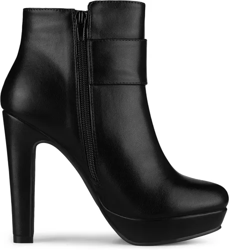 Vista 8 de Allegra K Botines de tacón alto con plataforma y decoración de lazo para mujer