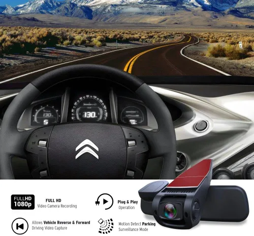 Vista 4 de Pyle PLDVRCAM74 - Monitor DVR de visión trasera digital de 1.5 pulgadas, sistema de grabación de video de doble cámara en Full HD 1080p con monitor