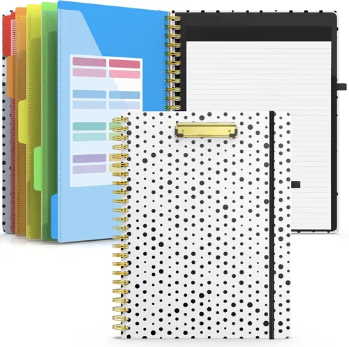 Vista 12 de Sooez Folio portapapeles con bloc de notas recargable, carpeta con 10 bolsillos de almacenamiento para tamaño carta, cuaderno portapapeles
