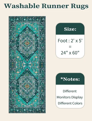 Vista 360 de SERISSA - Tapetes florales vintage, antideslizante, lavable, pequeño, ultrasuave, bohemio, de pelo bajo, para entrada, interiores, habitación