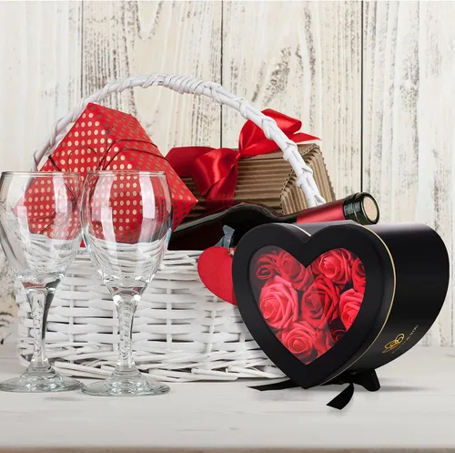 Vista 7 de Zonon Cajas de regalo en forma de corazón para el día de San Valentín para flores, chocolate, doble capa, caja giratoria de 2 niveles para el día