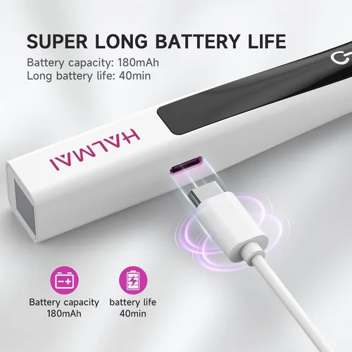 Vista 6 de Halmai Lámpara de uñas UV de mano para esmalte de gel, mini luz roja portátil con LED, secadora USB recargable inalámbrica, herramienta de salón