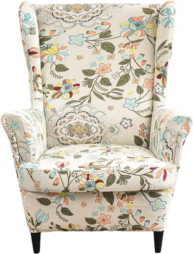 Vista 53 de Eco-Ancheng Funda para silla Wingback, 2 piezas, respaldo de ala, fundas de elastano para sillón con respaldo de ala, fundas para sillón con parte