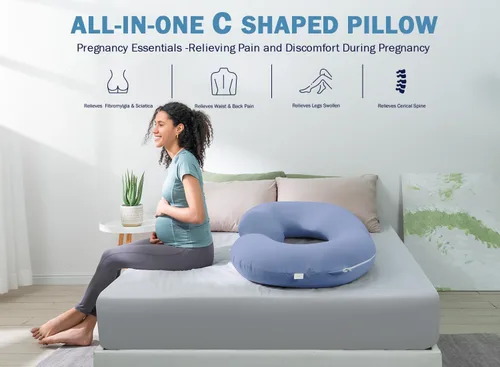 Vista 8 de INSEN Almohada de embarazo refrescante, almohada de maternidad para mujeres embarazadas (azul refrescante)