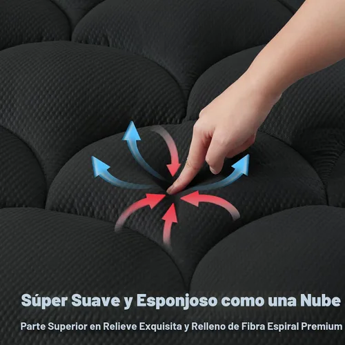 Vista 3 de ELVEN HOME Protector de colchón de tamaño individual para aliviar el dolor, cubrecolchón refrescante individual para cama individual, funda Negro