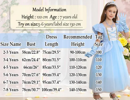 Vista 6 de Disfraz de princesa Cenicienta iTVTi para niñas y niños, disfraz de cosplay, vestido para carnaval y fiesta de Halloween