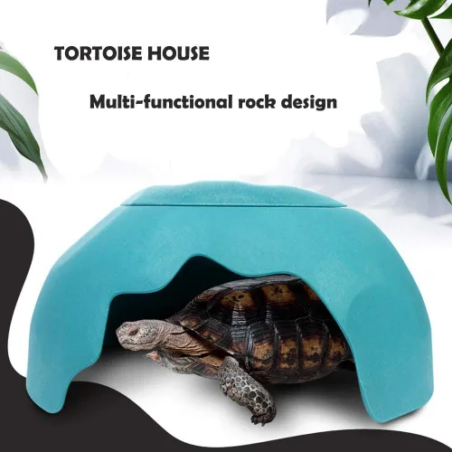 Vista 4 de OMEM Casa de reptiles con fregadero de cerámica, terrario, caja de cría de cuevas, refugio, decoración de hábitat, escondites para tortuga, lagarto
