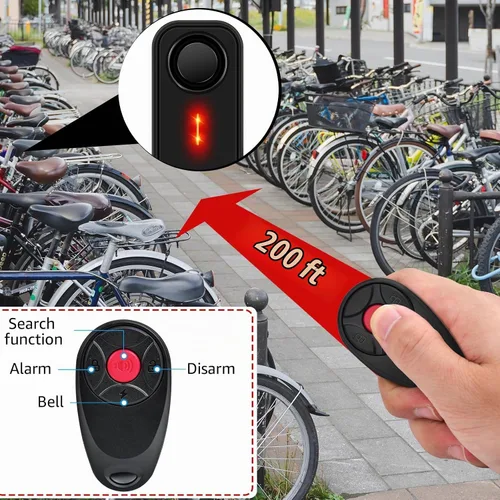 Vista 4 de Sistema de alarma para bicicleta USUPERINK antirrobo, alarma de bicicleta Negro