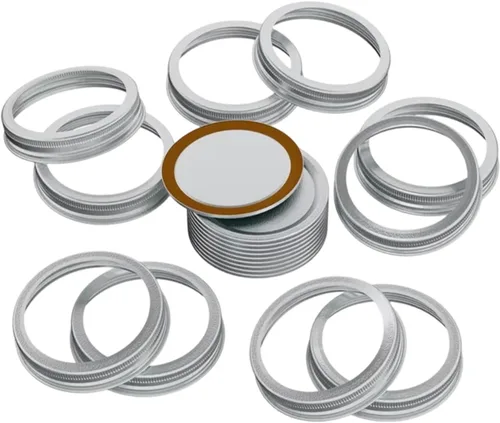 Vista 2 de MegaWise Tapas reutilizables para conservas de boca regular para tarros Ball, Kerr – Tapas de metal tipo Mason para conservas – Material de grado
