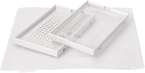 Vista 6 de OnDisplay Clik - sistema de caja de zapatos entrelazada y apilable. Estándar transparente/blanco