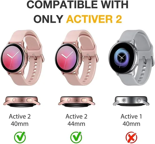 Vista 5 de FitTurn Funda protectora brillante compatible con Samsung Galaxy Watch Active2 de 1.575 pulgadas, 1.732 pulgadas, protector de placa de diamantes