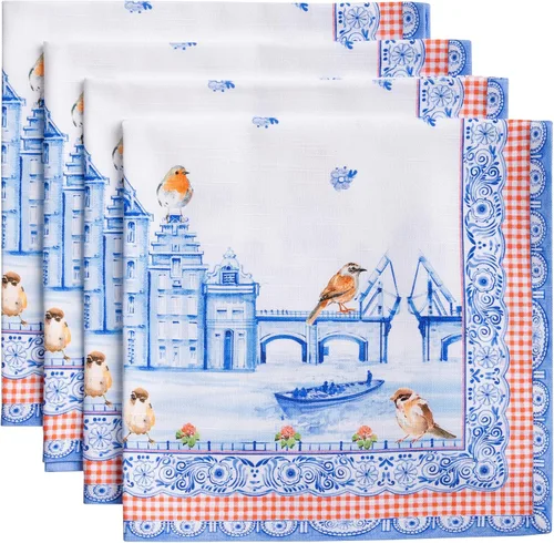 Vista 46 de Maison d' Hermine Juego de 4 servilletas de tela 100% algodón, suaves y duraderas, servilletas cuadradas reutilizables para uso diario, lavables