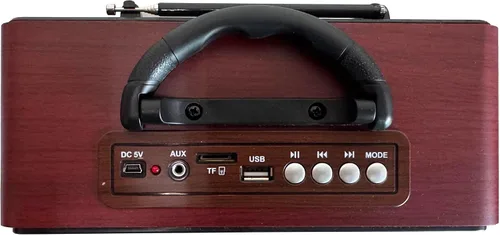 Vista 4 de M-156BT Radio retro portátil FM AM SW, con Bluetooth, batería recargable, tarjeta TF de soporte, reproducción USB, altavoz estéreo, radio DSP