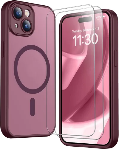 Vista 138 de SPIDERCASE Funda magnética translúcida diseñada para iPhone 11, con 2 protectores de pantalla de vidrio templado, antihuellas, para iPhone 11 de 6.1