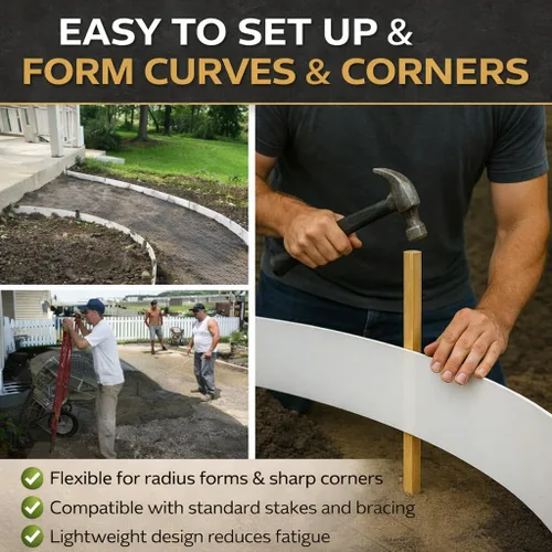 Vista 3 de Formas flexibles de plástico para hormigón plano y bordillos pequeño conjunto (cuatro piezas de 4 "x 8', 4" x 32' en total) de Walttools