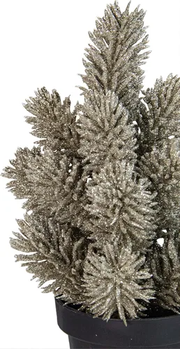 Vista 2 de Árbol de Navidad artificial con purpurina metálica en maceta, 8.5, sin iluminación