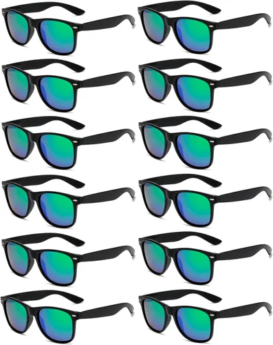 Vista 7 de Eyegla Paquete de 8/12/18 lentes de sol de neón a granel coloridos para fiesta, gafas retro para fiesta para adultos, hombres y mujeres