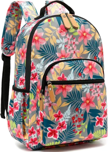 Vista 103 de Leaper Mochila para laptop para mujer: linda mochila floral para escuela, universidad, viajes, trabajo, mochila ligera para niños, Negro margarita