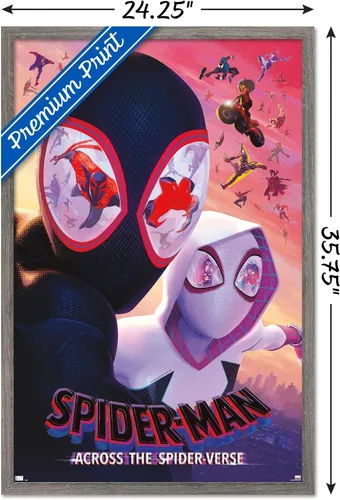Vista 3 de Trends International Marvel Spider-Man: Across The Spider-Verse - Póster de pared de una hoja de máscaras, 22.37 x 34.00 pulgadas, versión enmarcada