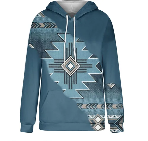 Vista 12 de Sudaderas con capucha azteca occidental para mujer, sudaderas de manga larga con gráficos vintage, camisetas de vaquera, ropa 2023