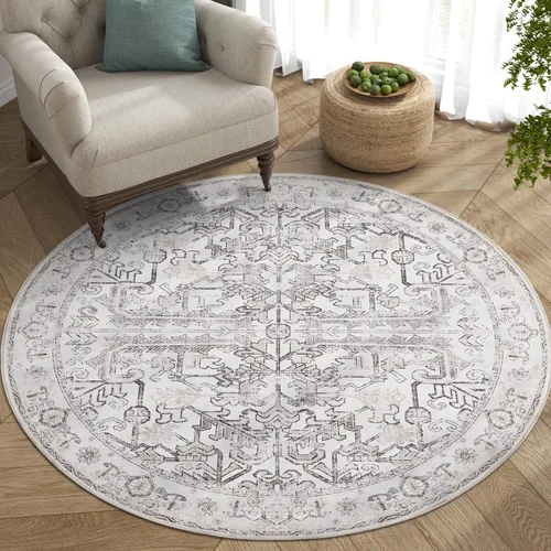 Vista 250 de jinchan Lima - Alfombra simétrica floral geométrica lavable, alfombra de entrada de medio círculo de 2 x 3, alfombra de media luna, suave y Azul
