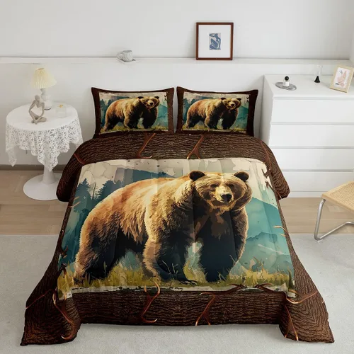 Vista 8 de Erosebridal Happy Camping - Edredón tamaño individual para niños, juego de ropa de cama de animales del bosque del bosque para bebés, niños y niñas