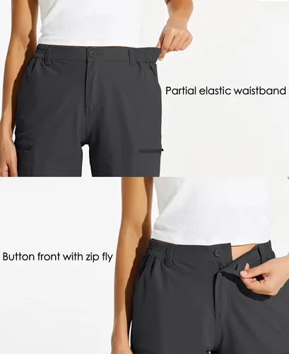 Vista 4 de Willit - shorts de senderismo para mujer, de 10 pulgadas, elásticos, para golf, activos, de secado rápido, pantalones cortos de verano