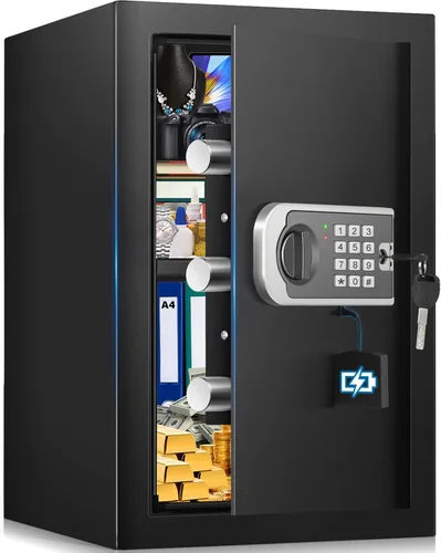 Vista 17 de [Mejorada] Cajas fuertes pequeñas para dormitorio en casa, mini caja fuerte