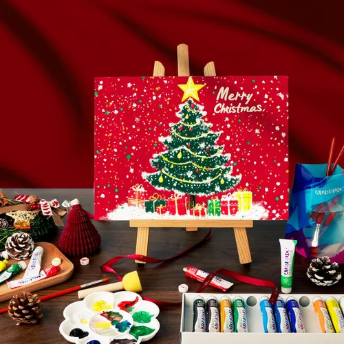 Vista 6 de AUREUO Kit de pintura acrílica, tubos de pintura acrílica de 12 colores, 9 x 12 pulgadas, paquete de 2 paneles de lienzo, 5 pinceles, paleta
