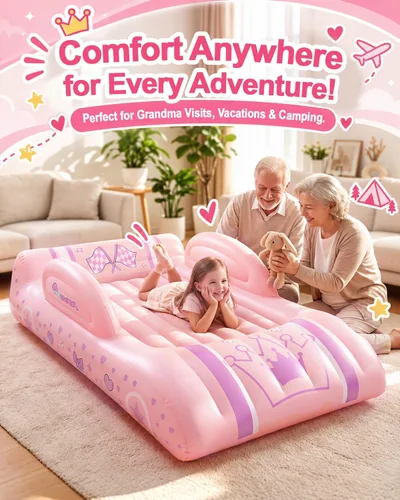 Vista 5 de Pafolo Cama inflable para niños, cama de viaje para niños con rieles