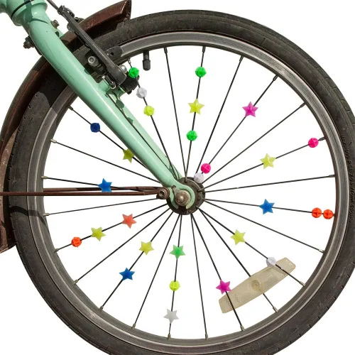 Vista 2 de YuCool Radios de rueda de bicicleta, 180 radios de bicicleta de estrellas coloridas, decoraciones de bicicleta, cuentas de radios de rueda
