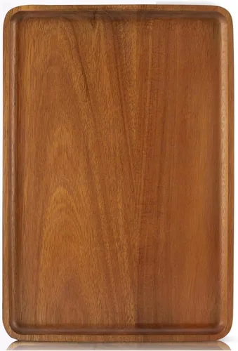 Vista 8 de 1 bandeja rectangular de madera de acacia maciza de 13 x 9 pulgadas, tablero de madera natural para bar, fiesta de café