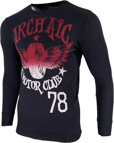 Vista 3 de Archaic by Affliction Camiseta térmica para hombre, color negro