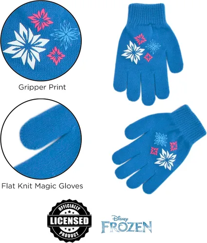 Vista 5 de Disney Conjunto de gorro de invierno y guantes para niñas, Elsa y Anna para edades de 4 a 7 años