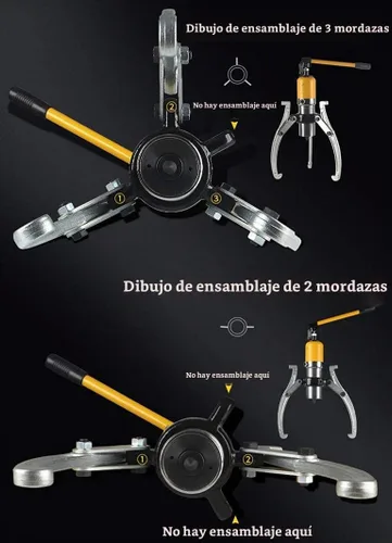 Vista 7 de NEWTRY Kit de extractor hidráulico de engranajes de 5 toneladas, separador de tracción de rodamientos de rueda, extractor de 3 mandíbulas, vertical