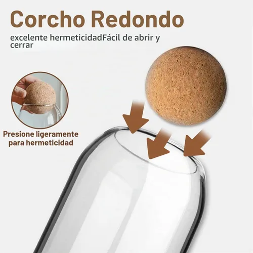 Vista 5 de [Usado] Recipiente de almacenamiento de alimentos de vidrio, contenedor de almacenamiento de 3 piezas con corcho de bola, tarro de almacenamiento