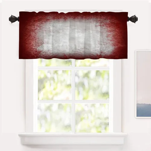 Vista 56 de Shrahala Beige and Orange Abstract Art Brushstrokes Blackout Curtain Tiers, Abstract Oil Paint Kitchen Valance Light Blocking Tier Drapes with Rod